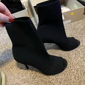 Open-Toe Mesh-effect bootie heels